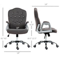 Vinsetto Home Office Chair, Velvet Computer Chair, Button Tufted Desk Chair With Swivel Wheels, Adjustable Height, And Tilt Function, Dark Gray Gray Polyester