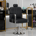 Premium Reclining Barber Chair Salon Chair For Hair Stylist With Heavy Duty Hydraulic Pump, 360 Rotation, Tattoo Chair Shampoo Beauty Salon Equipment, Max Load Weight 400 Lbs, Black Black Pu