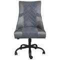 Wooden Frame Swivel Gaming Chair, Gray And Black Black Gray Wood Metal
