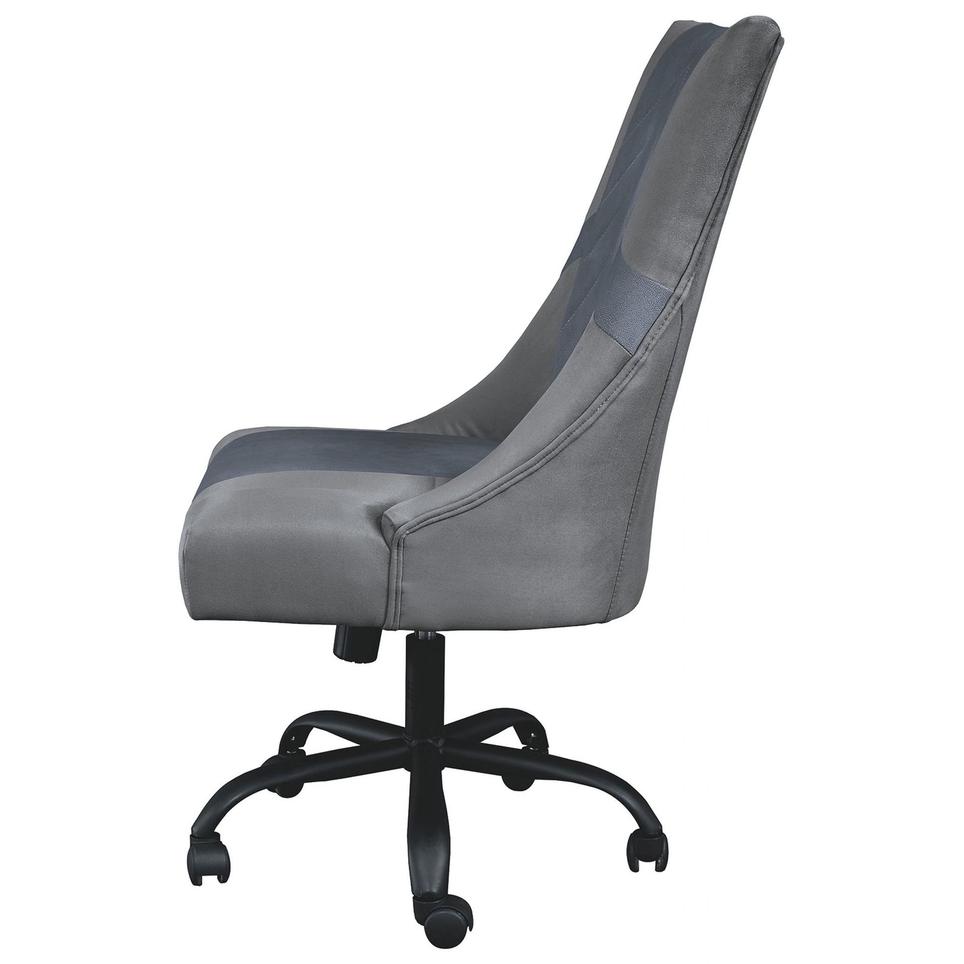 Wooden Frame Swivel Gaming Chair, Gray And Black Black Gray Wood Metal