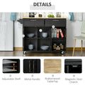 Homcom Mobile Kitchen Island With Storage, Kitchen Cart With Wood Top, Storage Drawers, 3 Door Cabinets, Adjustable Shelves And Towel Rack, Black Black Mdf
