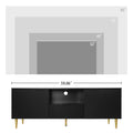 Tv Stand With Solid Ion Feet, Tv Console Table For Living Room, Bedroom Black Particle Board