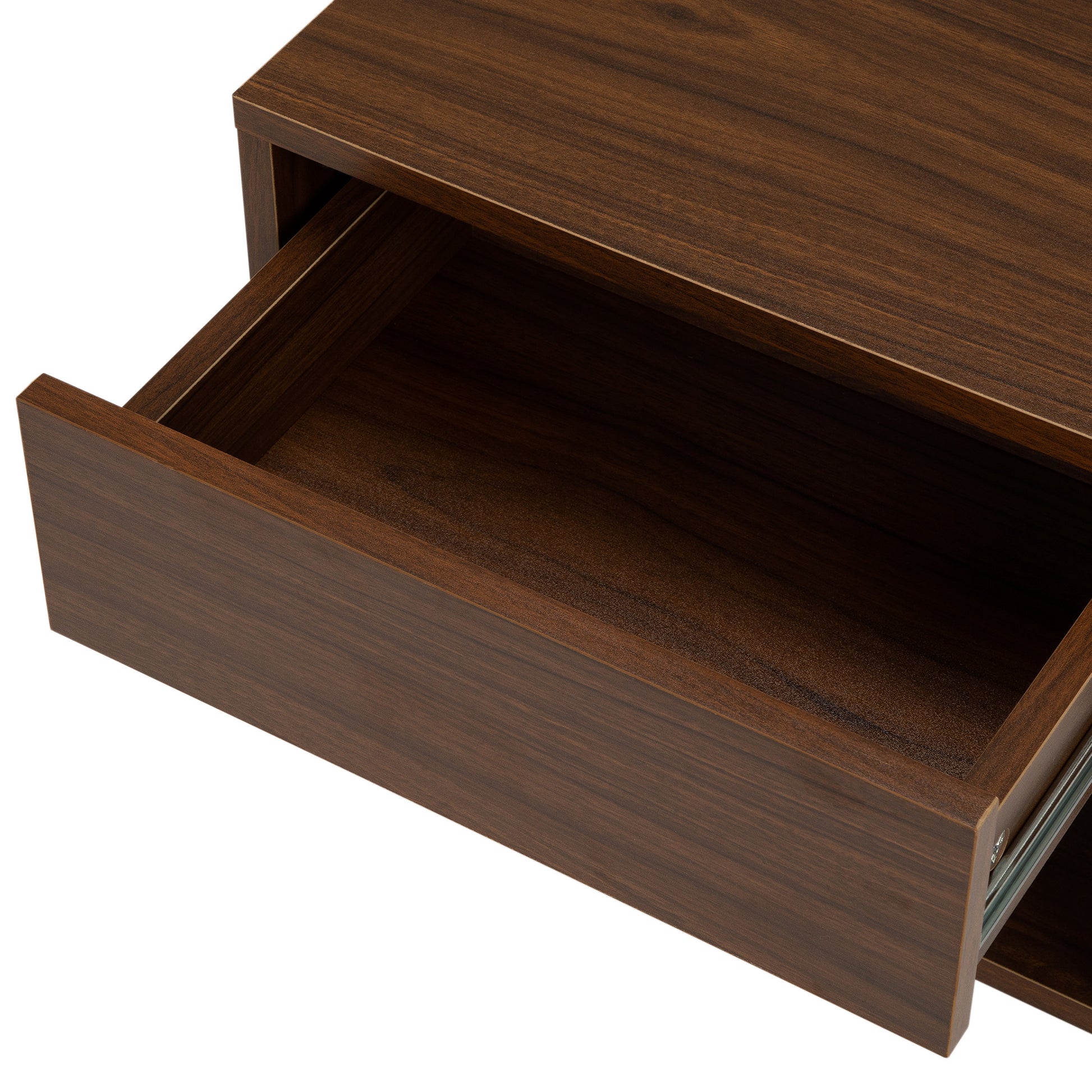 Wall Mounted Bedside Table Set Of Two Walnut Color Walnut Particle Board