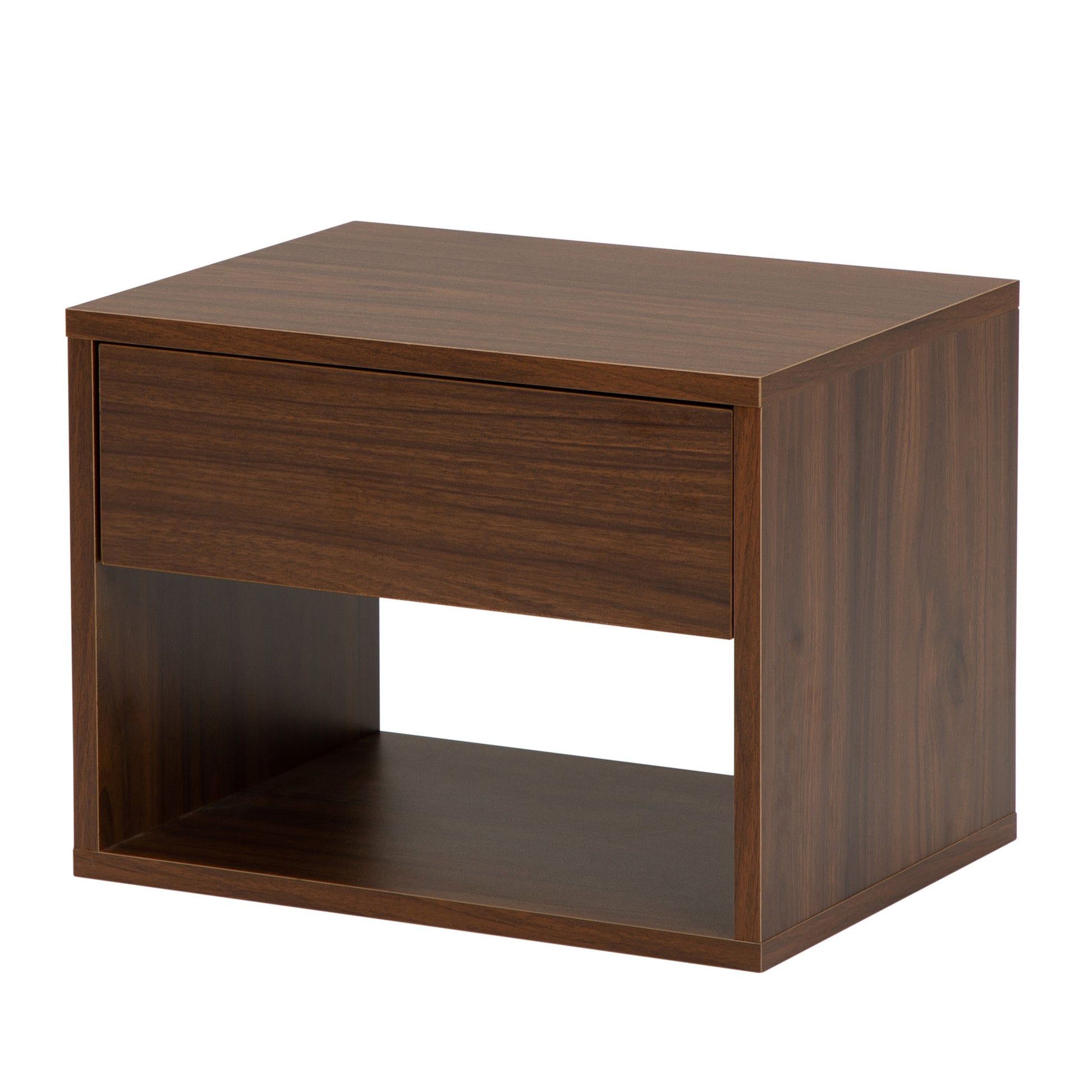 Wall Mounted Bedside Table Set Of Two Walnut Color Walnut Particle Board