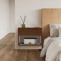 Wall Mounted Bedside Table Set Of Two Walnut Color Walnut Particle Board