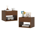 Wall Mounted Bedside Table Set Of Two Walnut Color Walnut Particle Board