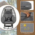 Outdoor Swivel Chair With Cushions, Rattan Egg Patio Chair With Rocking Function For Balcony, Poolside And Garden Grey Wicker Grey Cushion Grey Wicker