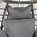Outdoor Swivel Chair With Cushions, Rattan Egg Patio Chair With Rocking Function For Balcony, Poolside And Garden Grey Wicker Grey Cushion Grey Wicker