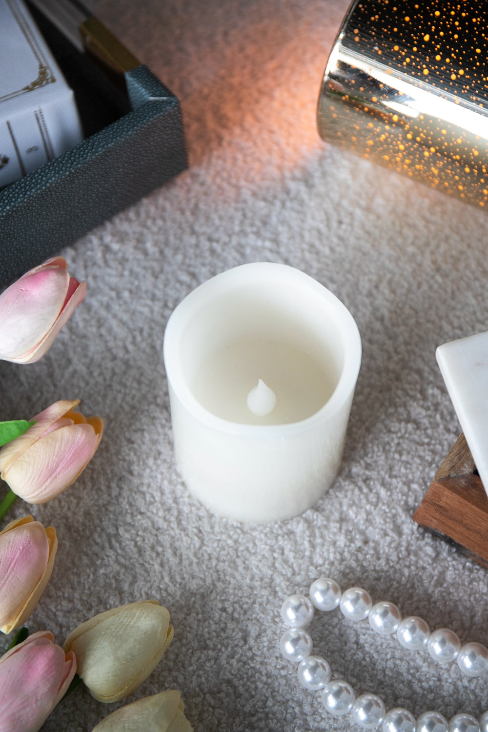 Set Of 3 Ivory Led Candles With Remote Timer, L:D3X6" M:D3X5" S:D3X4" Ivory Classic Plastic