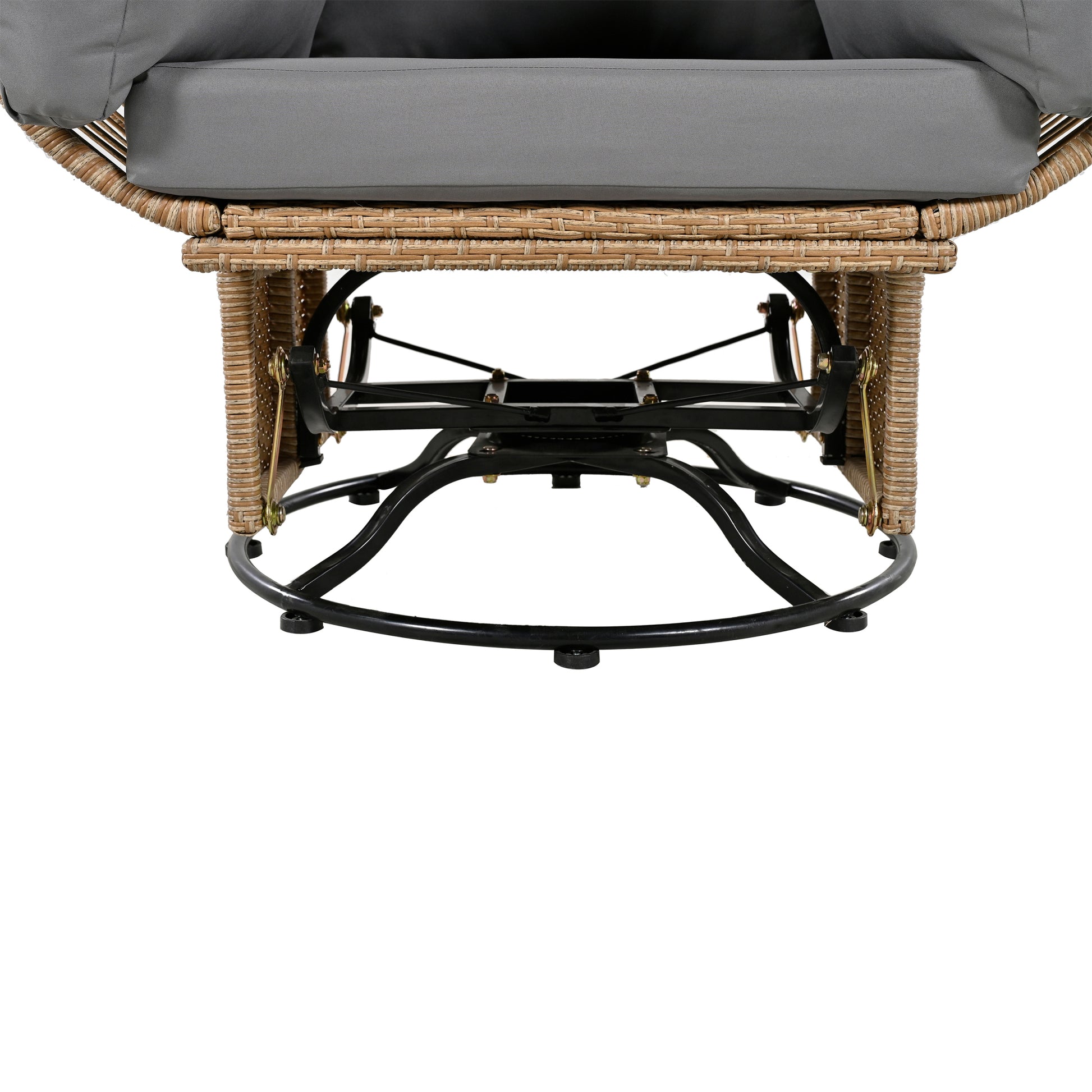 Outdoor Swivel Chair With Cushions, Rattan Egg Patio Chair With Rocking Function For Balcony, Poolside And Garden Natural Wicker Grey Cushion Natural Grey Wicker