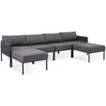 6 Pieces Aluminum Patio Furniture Set, Modern Metal Outdoor Conversation Set Sectional Sofa With Removable Olefin Extra Thick Cushions 5.9