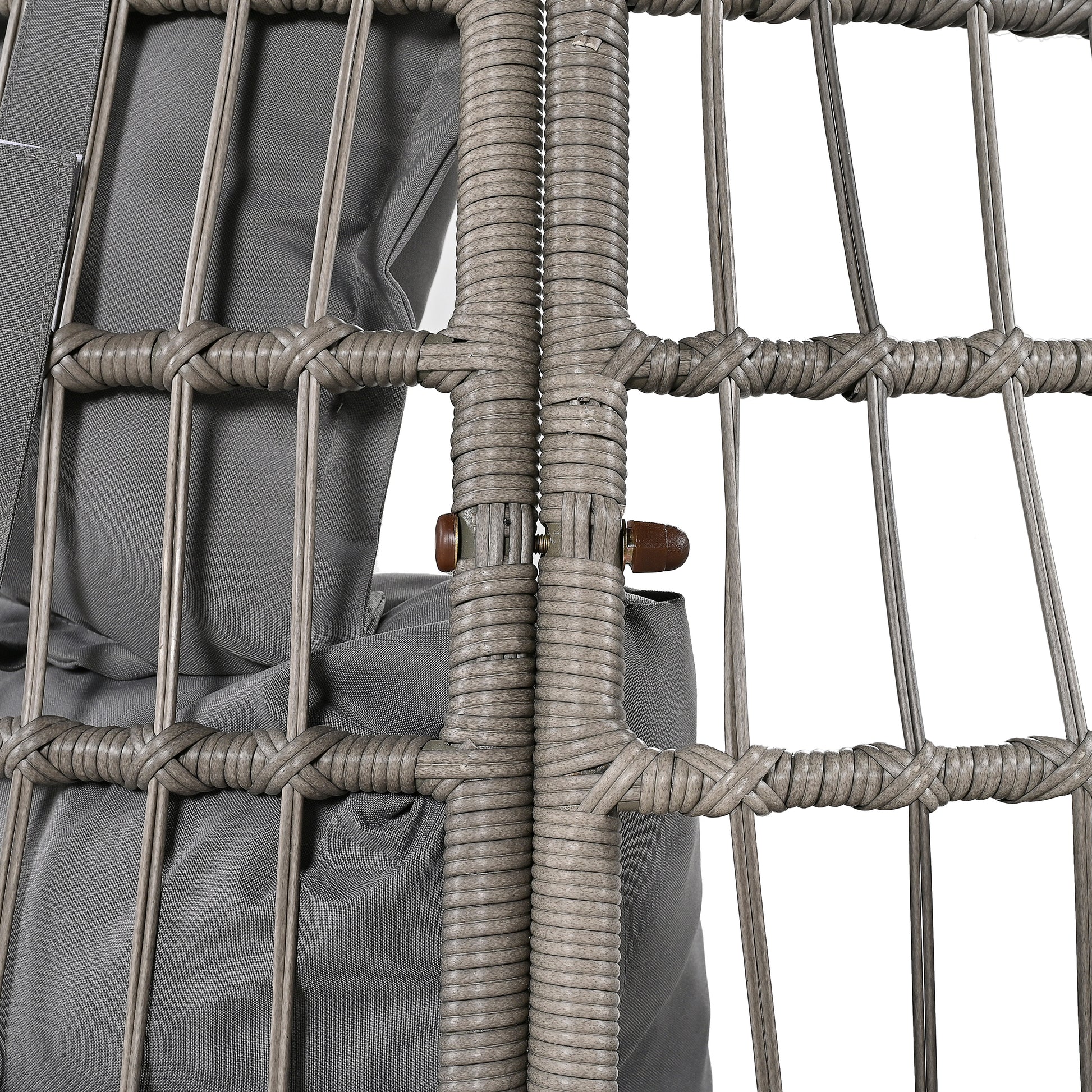 Outdoor Swivel Chair With Cushions, Rattan Egg Patio Chair With Rocking Function For Balcony, Poolside And Garden Grey Wicker Grey Cushion Grey Wicker