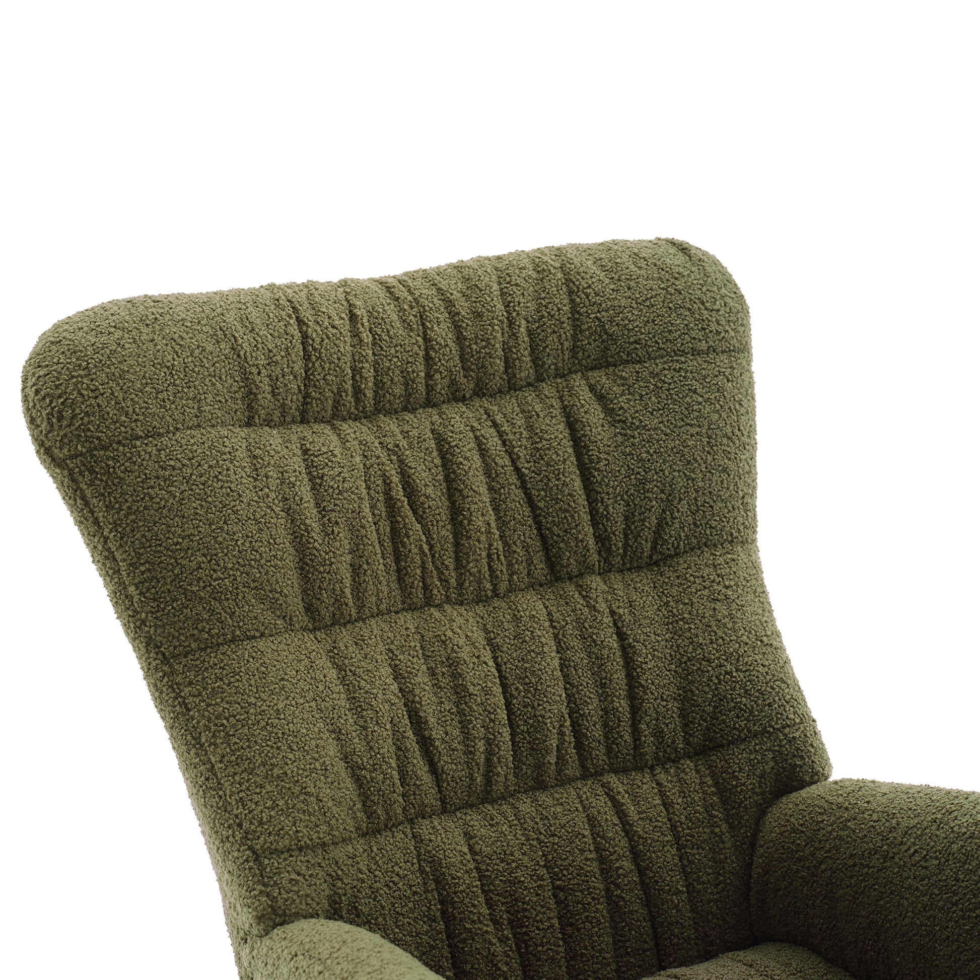 Nursery Rocking Chair, Teddy Upholstered Glider Rocker, Rocking Accent Chair With High Backrest, Comfy Rocking Accent Armchair For Living Room, Bedroom, Offices, Dark Green Iron Dark Green Primary Living Space Varnished Sponge Square Casual Rocking