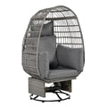 Outdoor Swivel Chair With Cushions, Rattan Egg Patio Chair With Rocking Function For Balcony, Poolside And Garden Grey Wicker Grey Cushion Grey Wicker