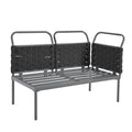 5 Piece Modern Patio Sectional Sofa Set Outdoor Woven Rope Furniture Set With Glass Table And Cushions, Black Gray Yes Sectional Grey Black Weather Resistant Frame Water Resistant Cushion Garden & Outdoor Modern Sectional Seating Groups Foam Woven Rope