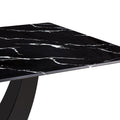 Modern Minimalist And Luxurious Black Imitation Marble Texture Dining Table Rectangular Office Desk.Game Desk .Desk.For Dining Room, Living Room, Terrace, Kitchen F 907 Black Mdf Glass