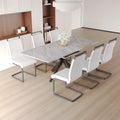 Scalable Dining Table Table Set For 6 8 Person For Dining Room,C Shaped Tube Soft Padded Armless Dining Chairs And Very Large Dining Room Table Kitchen Table Chair Set With Metal Legs Grey White Mdf Metal