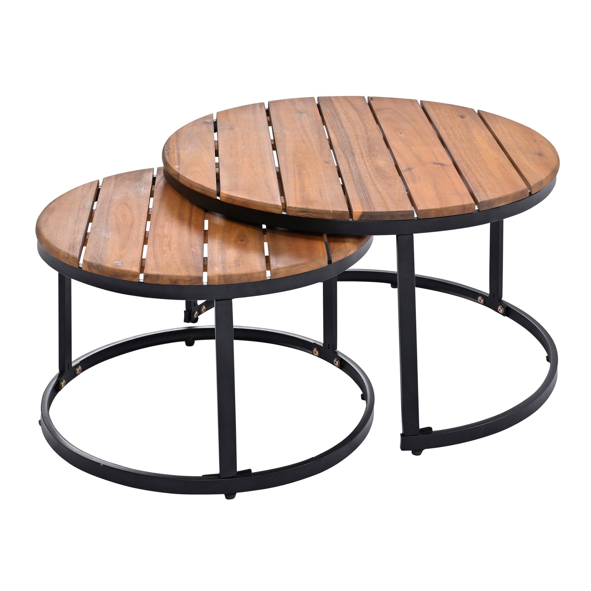 6 Piece Outdoor Sectional Sofa Set With Round Nesting Coffee Tables And Seating Sofa With Cushions For Patio, Porch And Garden Grey Grey Iron