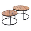 6 Piece Outdoor Sectional Sofa Set With Round Nesting Coffee Tables And Seating Sofa With Cushions For Patio, Porch And Garden Grey Grey Iron