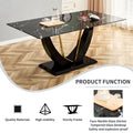 Modern Minimalist And Luxurious Black Imitation Marble Texture Dining Table Rectangular Office Desk.Game Desk .Desk.For Dining Room, Living Room, Terrace, Kitchen F 907 Black Mdf Glass