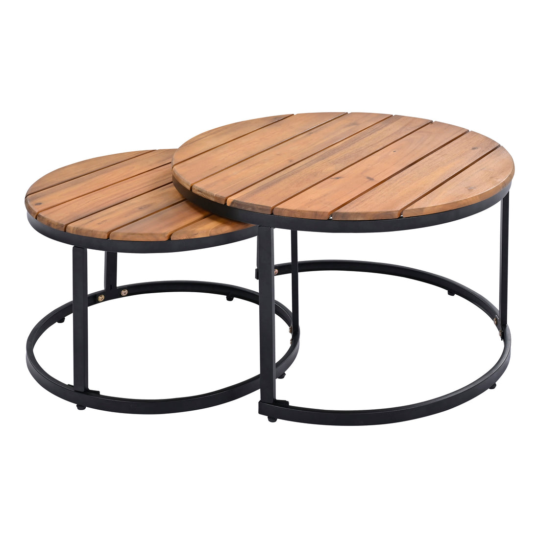 6 Piece Outdoor Sectional Sofa Set With Round Nesting Coffee Tables And Seating Sofa With Cushions For Patio, Porch And Garden Beige Beige Iron