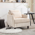 Coolmore Wood Frame Armchair, Modern Accent Chair Lounge Chair For Living Room,Tufted Club Chair, Mid Century Modern Arm Chairs With Studded, Solid Wood Frame, For Bedroom, Reading Beige Chenille Beige Chenille 1 Seat