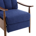Coolmore Wood Frame Armchair, Modern Accent Chair Lounge Chair For Living Room Blue Linen