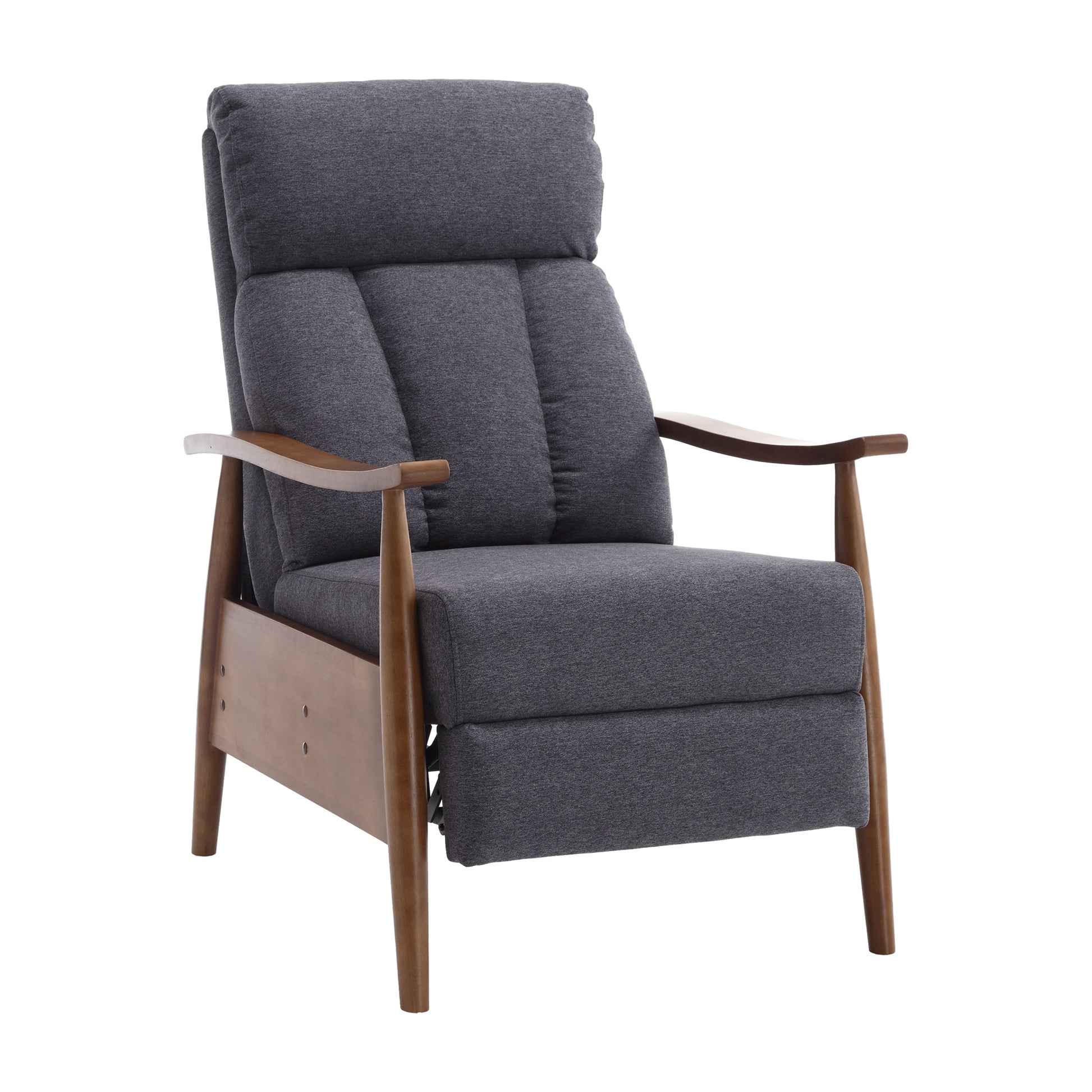 Coolmore Wood Frame Armchair, Modern Accent Chair Lounge Chair For Living Room Dark Gray Linen