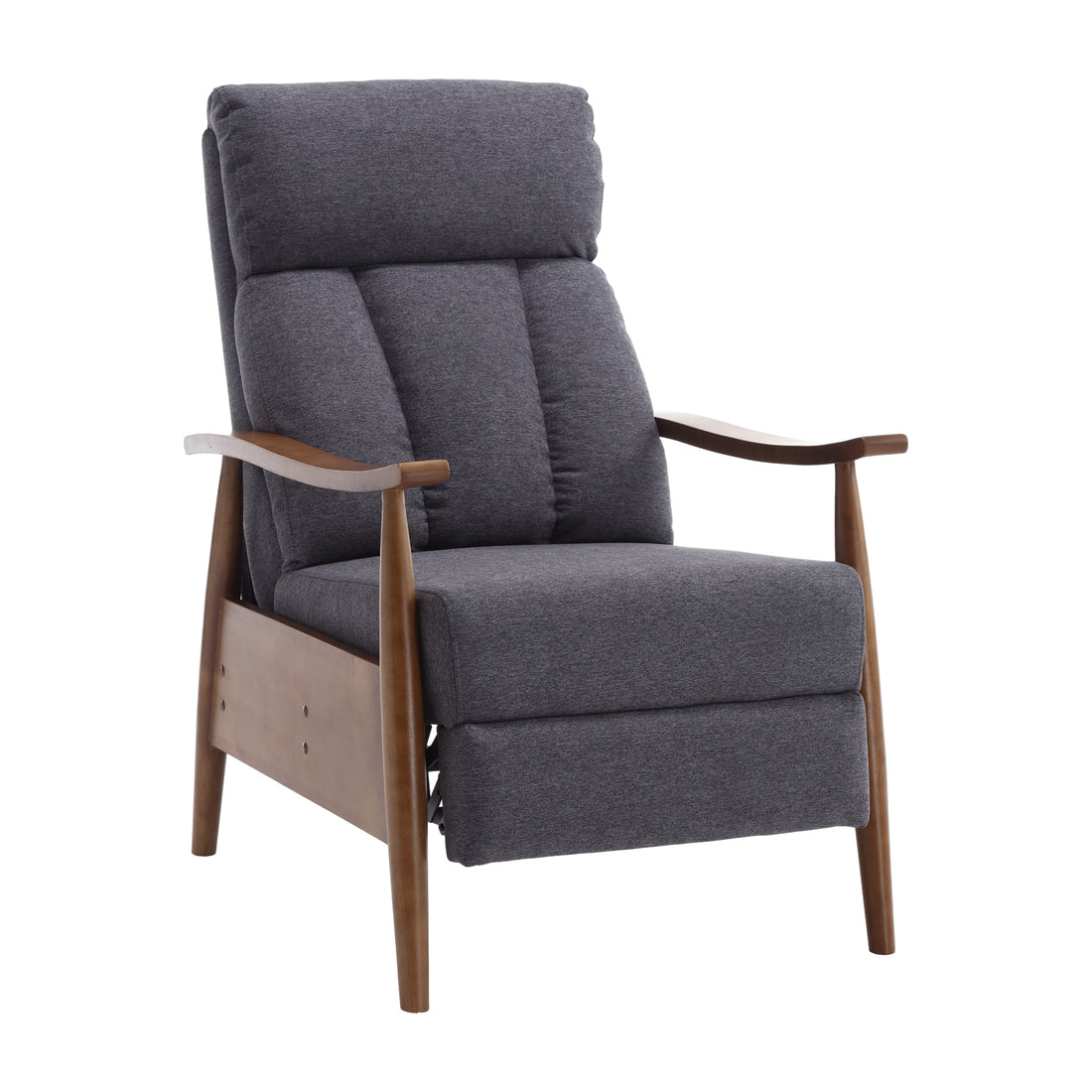 Coolmore Wood Frame Armchair, Modern Accent Chair Lounge Chair For Living Room Dark Gray Linen