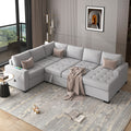 Sectional Sleeper Sofa With Pull Out Bed And Lounge Chair, Usb And Type C Interfaces, Suitable For Living Room, Office, And Spacious Spaces Gray Polyester