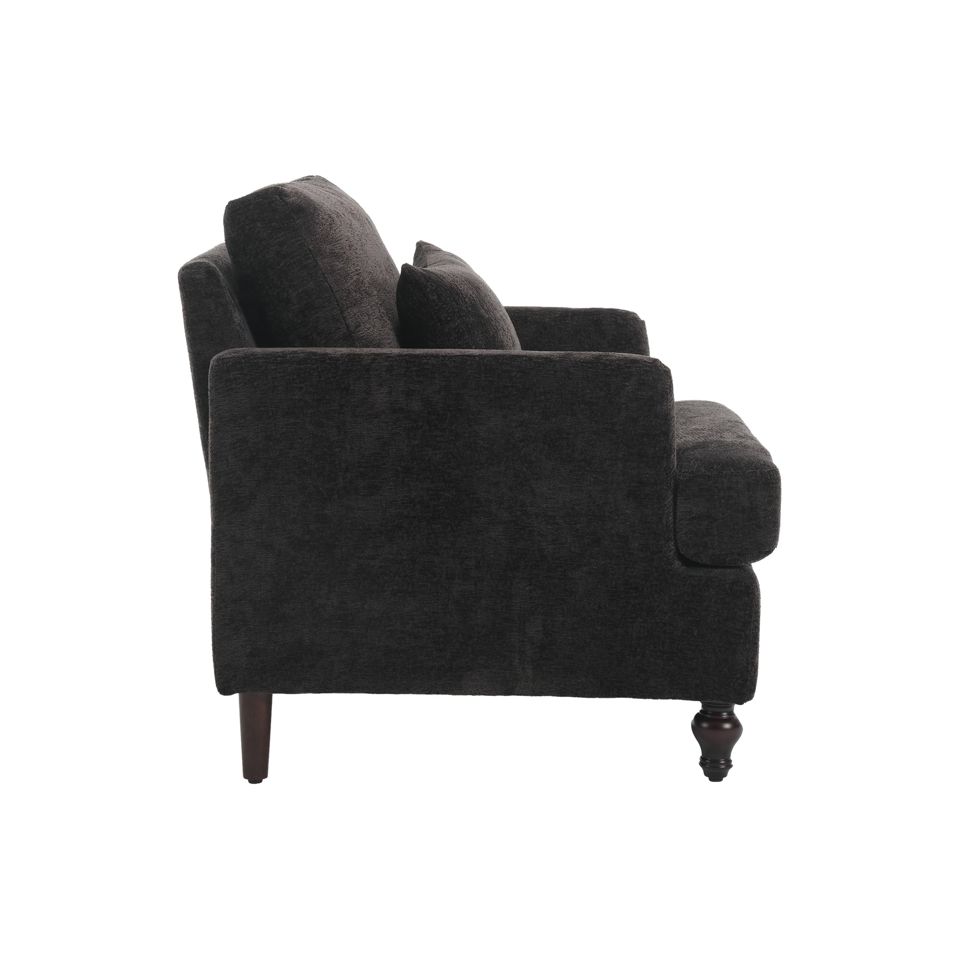 Coolmore Wood Frame Armchair, Modern Accent Chair Lounge Chair For Living Room,Tufted Club Chair, Mid Century Modern Arm Chairs With Studded, Solid Wood Frame, For Bedroom, Reading Black Chenille Black Chenille