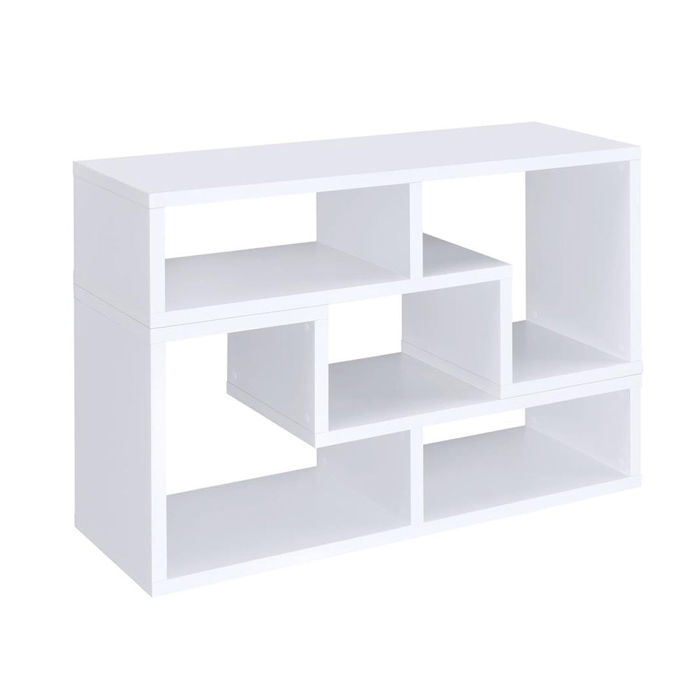 Convertible Tv Console And Bookcase In White White Open Back Particle Board Mdf