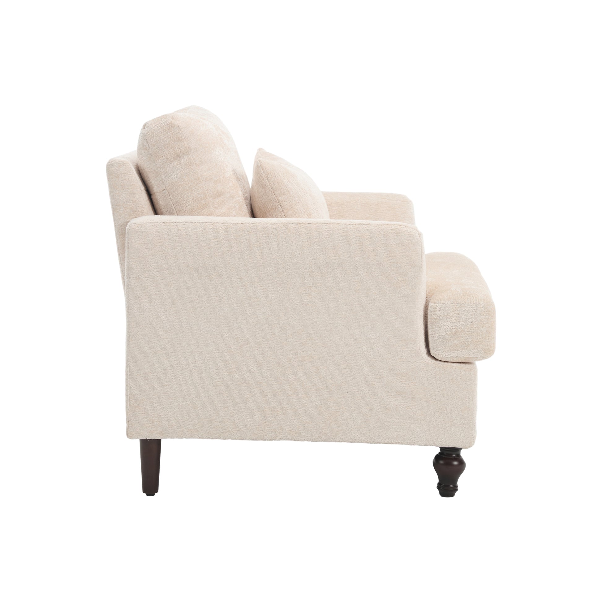 Coolmore Wood Frame Armchair, Modern Accent Chair Lounge Chair For Living Room,Tufted Club Chair, Mid Century Modern Arm Chairs With Studded, Solid Wood Frame, For Bedroom, Reading Beige Chenille Beige Chenille 1 Seat