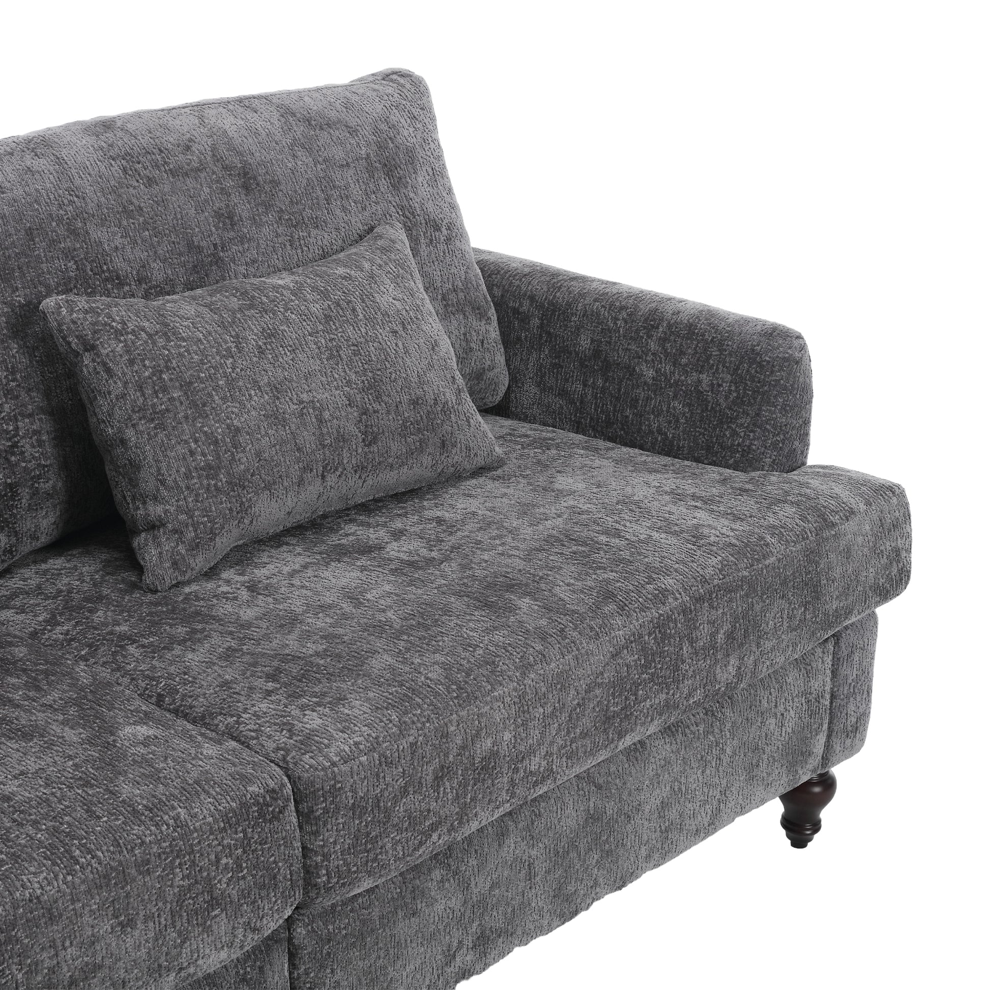 Coolmore Mid Century Modern Chenille Fabric Loveseat Sofa, 2 Seat Upholstered Loveseat Sofa Modern Couch For Living Room,Brown Wood Feet Sofa For Bedroom, Reading Gray Chenille Gray Chenille 2 Seat