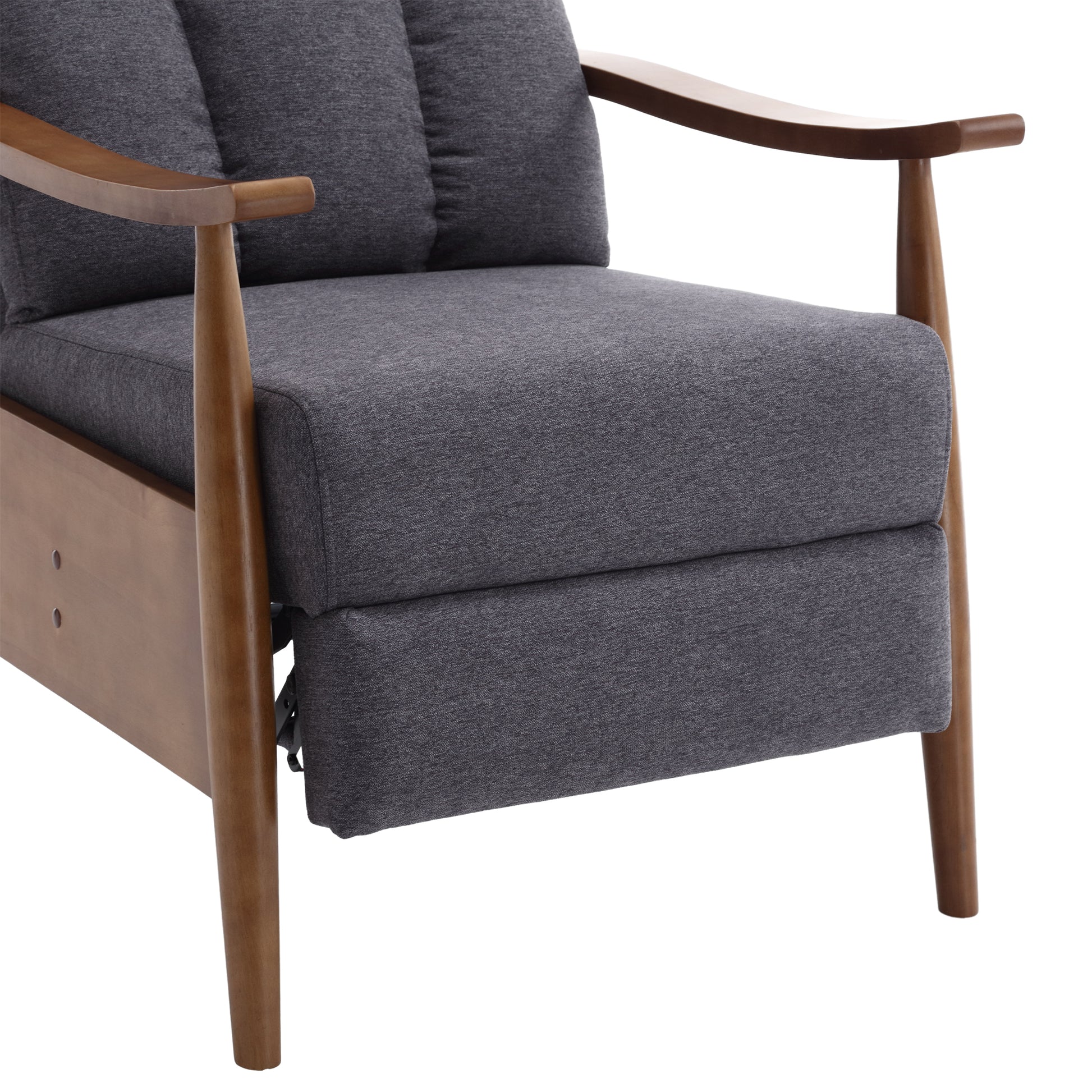 Coolmore Wood Frame Armchair, Modern Accent Chair Lounge Chair For Living Room Dark Gray Linen