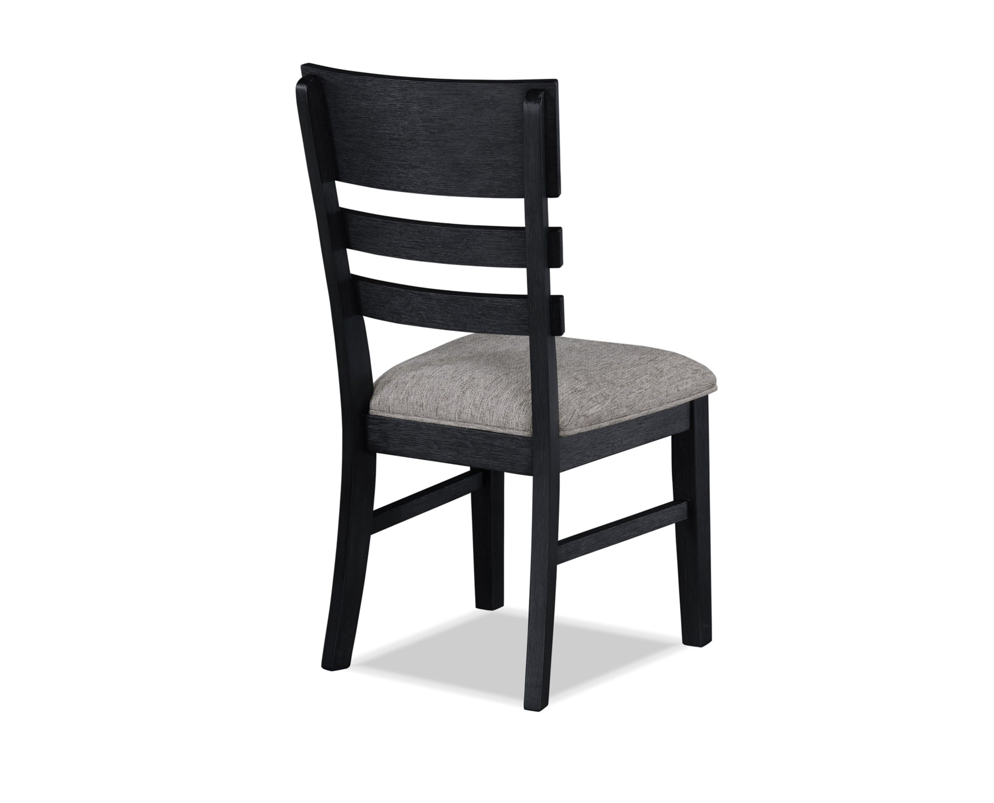 2Pc Black Finish Side Chair Gray Fabric Upholstery Seat Ladder Back Contemporary Transitional Style Dining Room Wooden Furniture Black Contemporary,Transitional Side Chair Wood