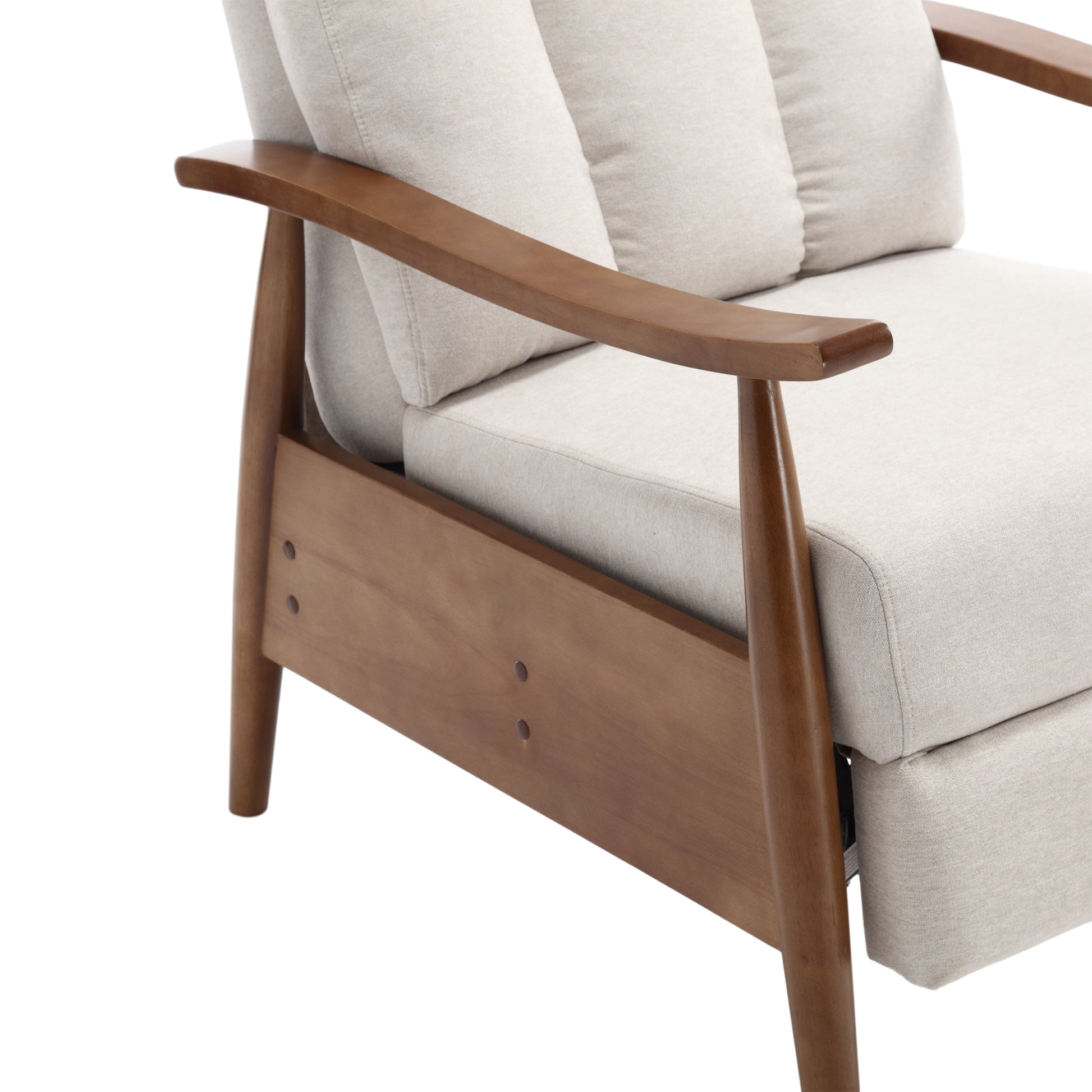 Coolmore Wood Frame Armchair, Modern Accent Chair Lounge Chair For Living Room Beige Linen