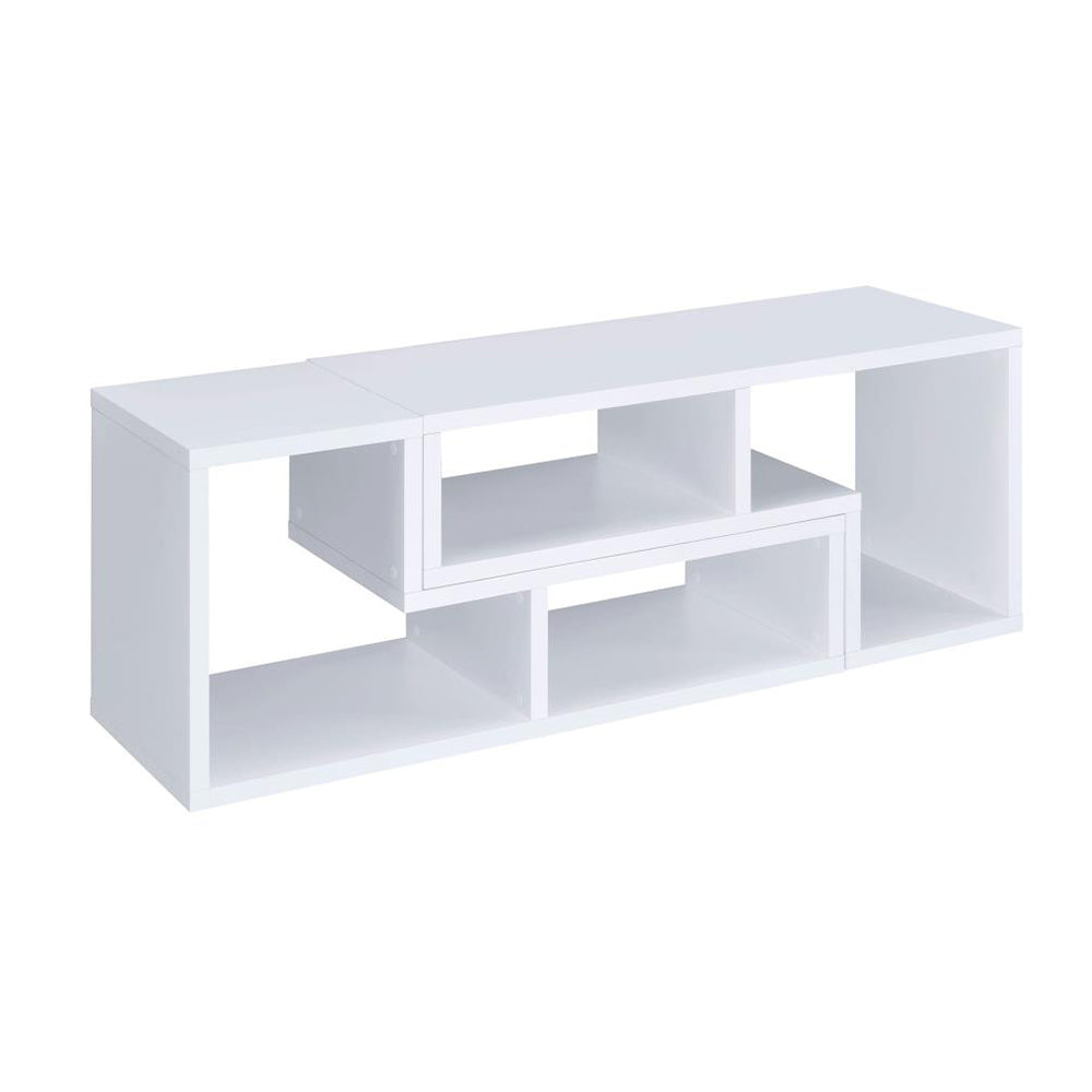 Convertible Tv Console And Bookcase In White White Open Back Particle Board Mdf