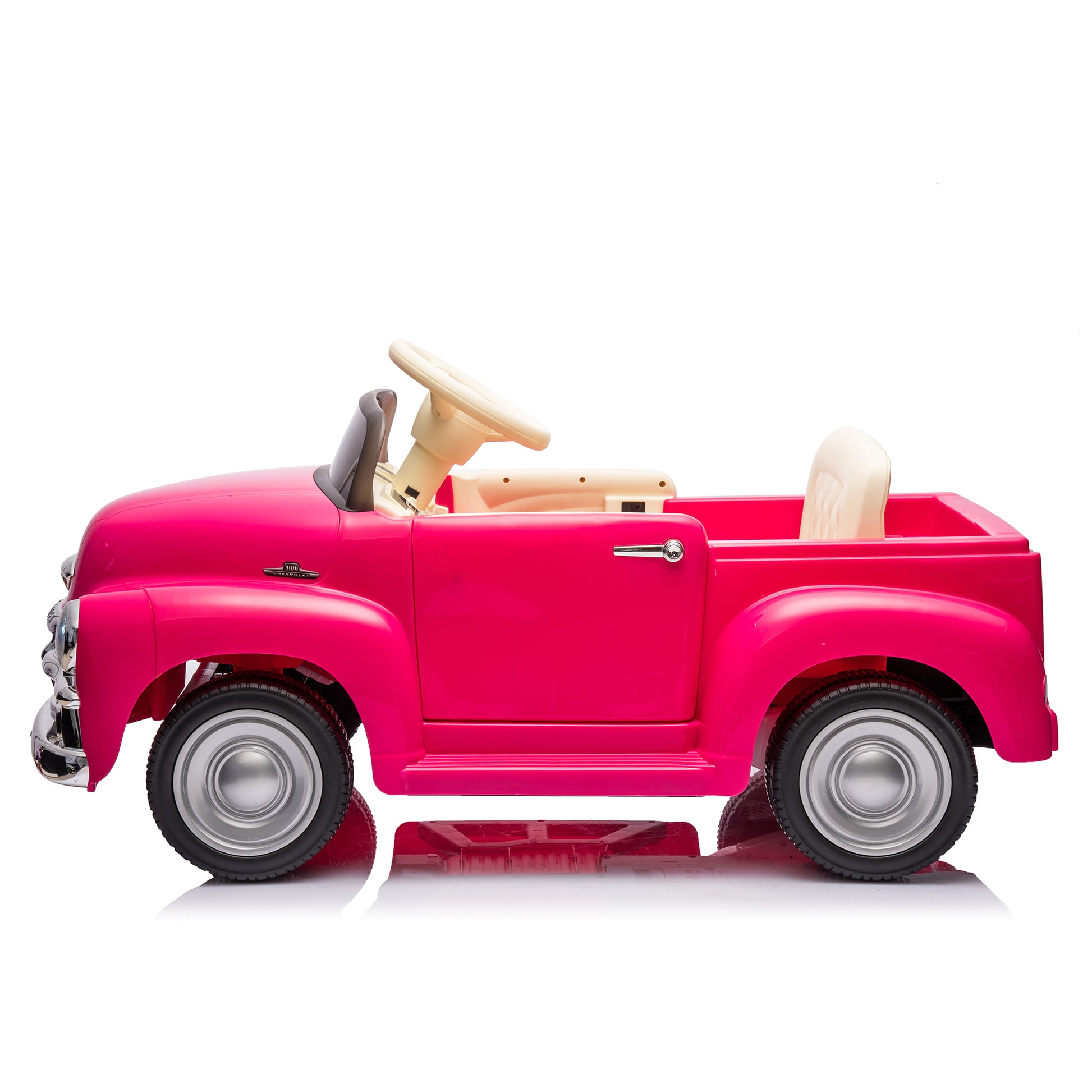 12V Kids Ride On Truck Car W Parents Control, Licensed Chevrolet 3100 Pickup,Electric Car For Kid,Vintage Modeling,3 Speeds,Led Lights,Bluetooth,Usb,High Power Up To 3.11 Mph,Age 3 Pink Polypropylene