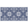 Outsunny Reversible Outdoor Rug Carpet, 9' X 18' Waterproof Plastic Straw Rug, Portable Rv Camping Rugs With Carry Bag, Large Floor Mat For Backyard, Deck, Picnic, Beach, Blue & White Floral Blue Polypropylene