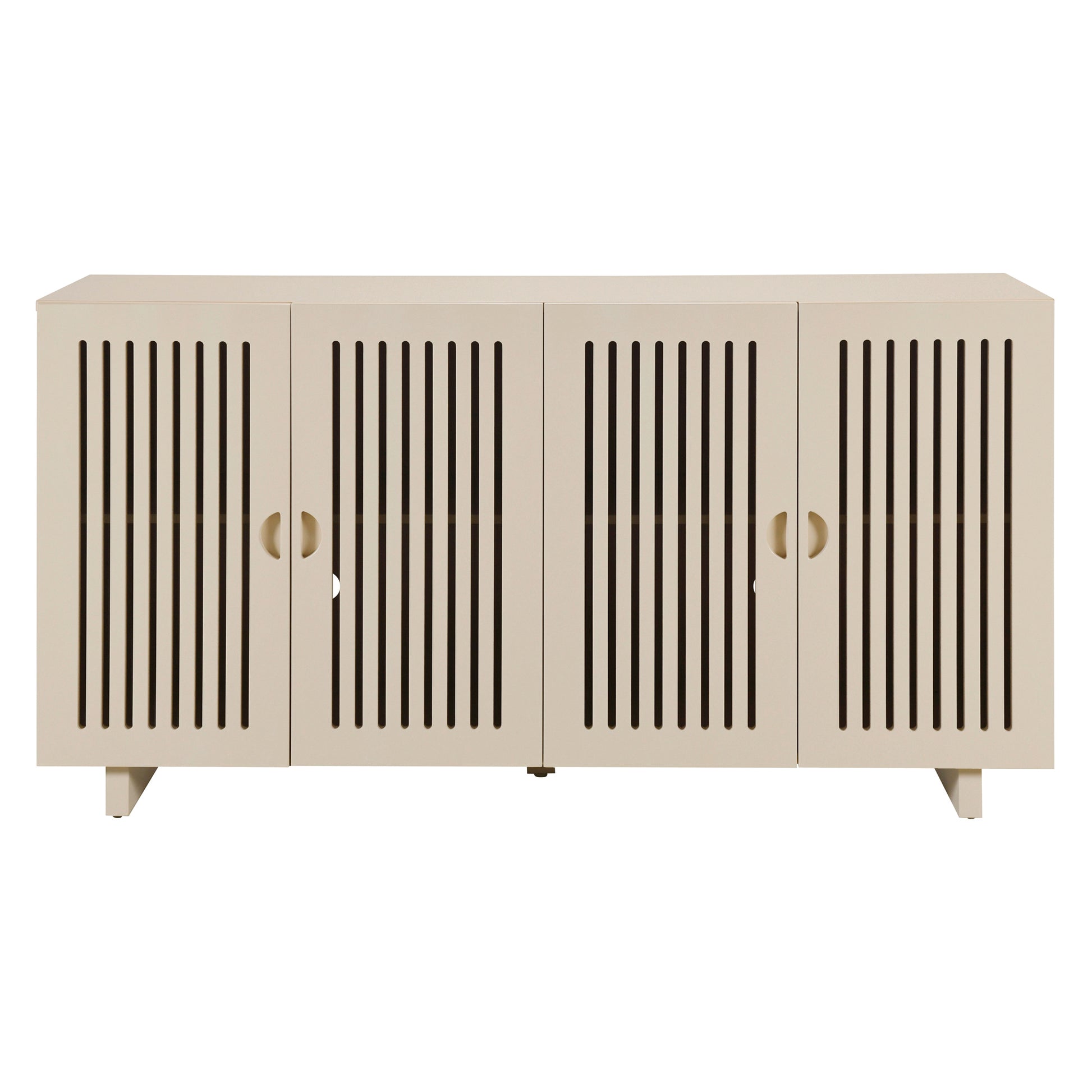 Modern Style Sideboard With Superior Storage Space, Hollow Door Design And 2 Adjustable Shelves For Living Room And Dining Room Almond Almond Dining Room Adjustabel Shelves Mdf