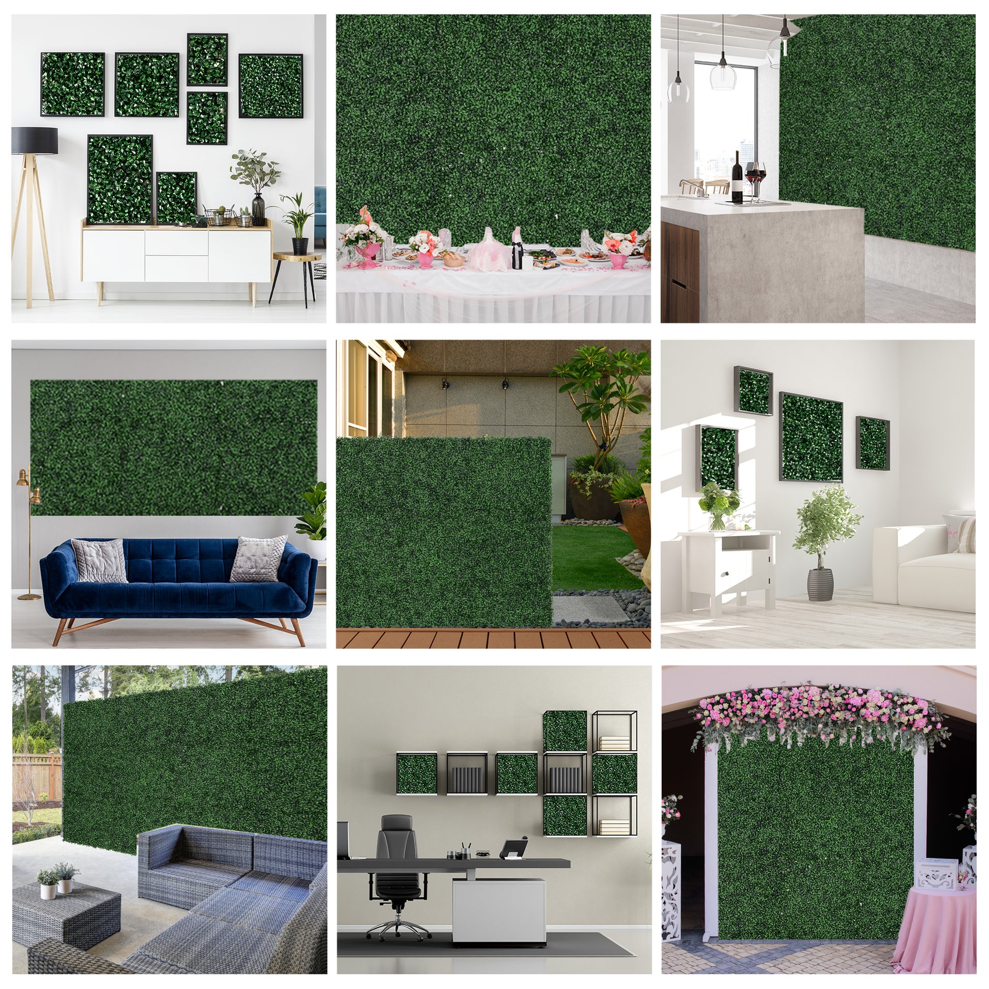 Outsunny Grass Wall Panels, 20" X 20" Artificial Grass Wall Decor,Greenery Backdrop Panels Wall For Outdoor, Indoor, Garden, Fence, Backyard, Dark Green Green Polyethylene