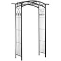 Outsunny 7Ft Outdoor Garden Arbor, Wedding Arch For Ceremony, Trellis With Scrollwork Design, Ideal For Climbing Vines And Plants Black Metal