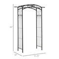 Outsunny 7Ft Outdoor Garden Arbor, Wedding Arch For Ceremony, Trellis With Scrollwork Design, Ideal For Climbing Vines And Plants Black Metal