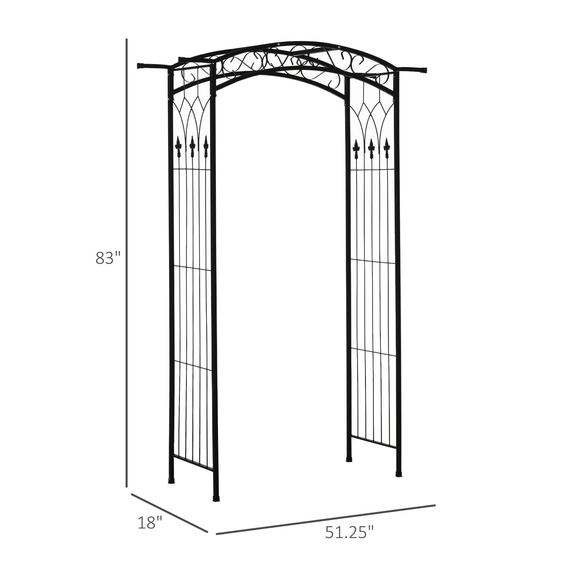 Outsunny 7Ft Outdoor Garden Arbor, Wedding Arch For Ceremony, Trellis With Scrollwork Design, Ideal For Climbing Vines And Plants Black Metal