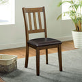 Cozy 3Pc Dining Set Round Dining Table And 2X Side Chairs Walnut, Dark Brown Transitional Solid Wood Dining Room Furniturepadded Seat Wood Walnut Brown Slat Back Seats 2 Wood Dining Room Solid Wood