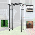 Outsunny 7Ft Outdoor Garden Arbor, Wedding Arch For Ceremony, Trellis With Scrollwork Design, Ideal For Climbing Vines And Plants Black Metal
