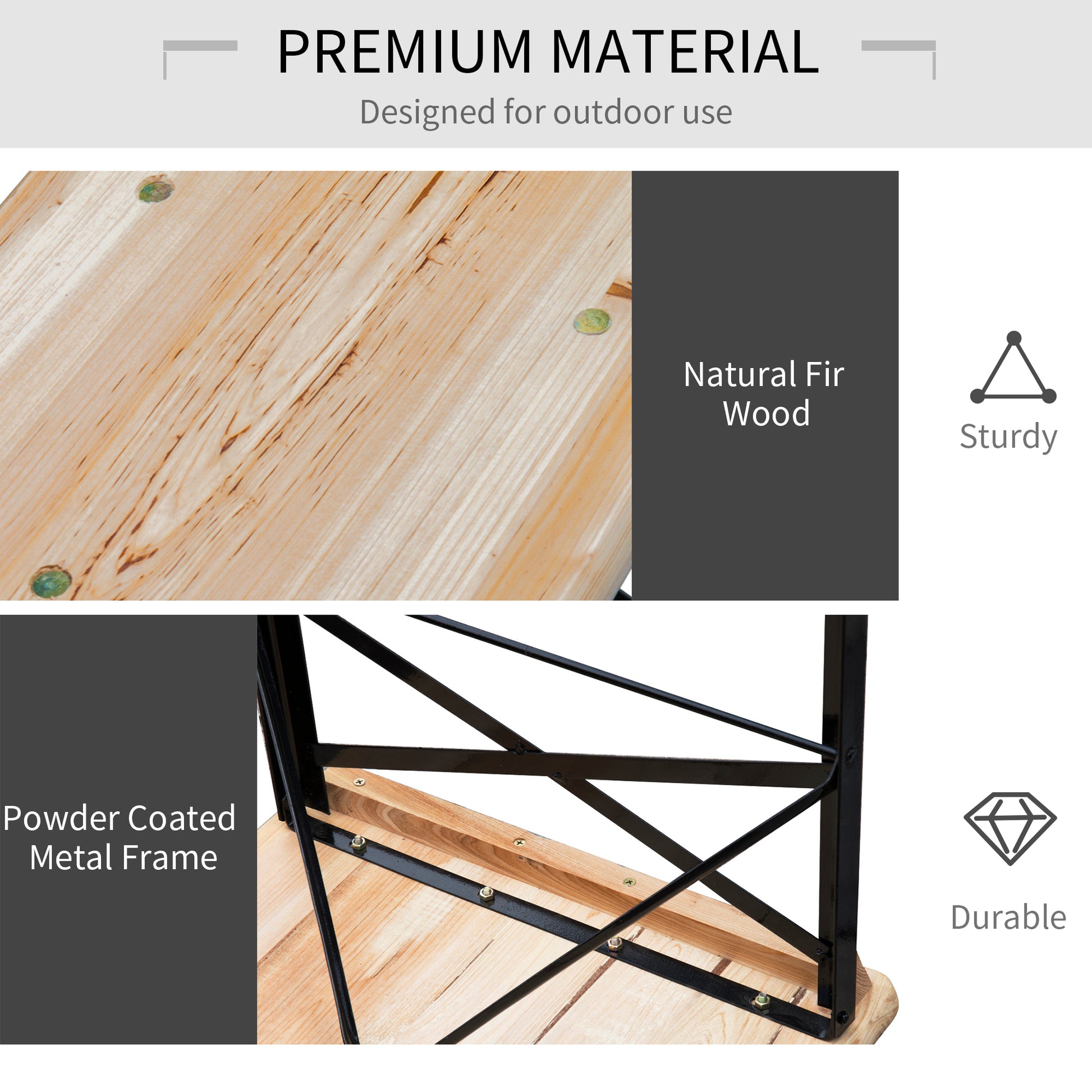 Outsunny 6' Portable Picnic Table And Bench Set, Outdoor Wooden Folding Camping Dining Table Set For Patio Garden Outdoor Activities Natural Steel