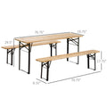 Outsunny 6' Portable Picnic Table And Bench Set, Outdoor Wooden Folding Camping Dining Table Set For Patio Garden Outdoor Activities Natural Steel