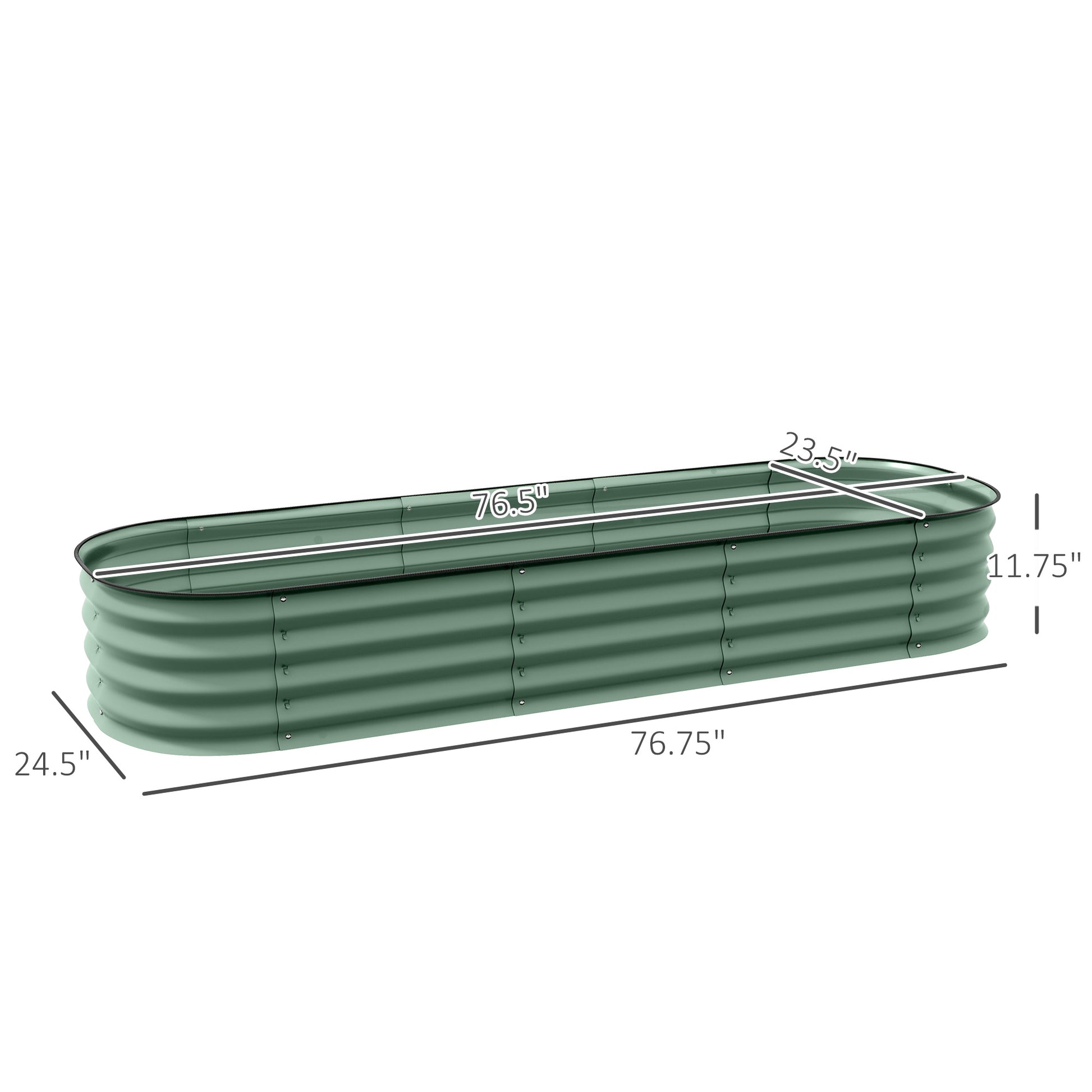 Outsunny 6.4' X 2' X 1' Galvanized Raised Garden Bed Kit, Outdoor Metal Elevated Planter Box With Safety Edging, Easy Diy Stock Tank For Growing Flowers, Herbs & Vegetables, Green Green Steel